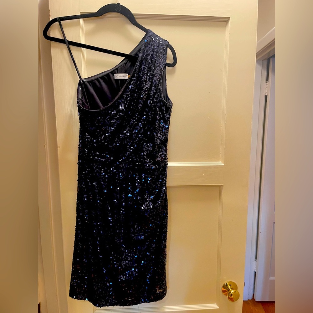 Calvin Klein Off the Shoulder sequin dress